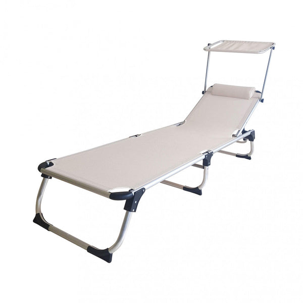 Kamp Beige Chaise longue de jardin pliante 188x59x30 cm en aluminium beige acquista
