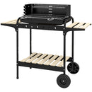 Barbecue a Carbonella 3 Ripiani e Vassoio 113x53.5x82.5 cm in Metallo Legno Nera