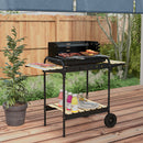Barbecue a Carbonella 3 Ripiani e Vassoio 113x53.5x82.5 cm in Metallo Legno Nera