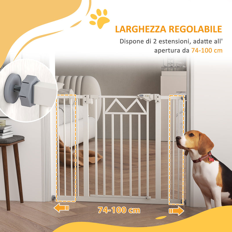 Cancelletto per Cani taglia Piccola e Media 74-100x76 cm in Acciaio e PA Bianco