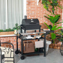 Carrello Barbecue con Tavolino Pieghevole 125x65x84 cm in Acciaio Inox Nero