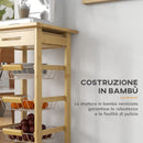 Carrello Cucina con Cassetto e 3 Cestini a Rete Metallica 37x37x76 cm in Legno