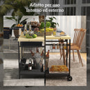 Carrello da Giardino a 2 Ripiani 97.5x65x81 cm con Portabottiglie in Legno di Abete