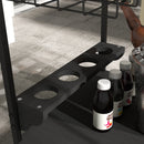 Carrello da Giardino a 2 Ripiani 97.5x65x81 cm con Portabottiglie in Legno di Abete