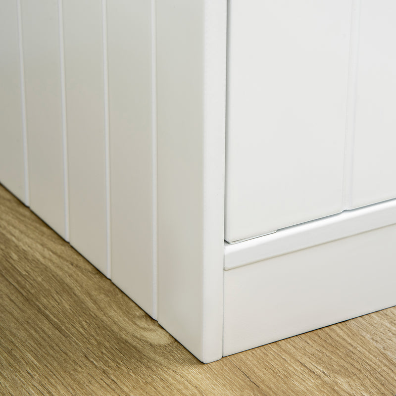 Ciotole per Cani Rialzate con Armadietto da 44L e 2 Ciotole in Acciaio 60x30x35.5cm Bianco