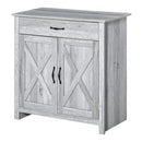 Credenza Cucina Country con Armadietto a 2 Ante e Cassetto 80x39.7x80cm Grigio