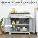 Credenza Cucina Country con Armadietto a 2 Ante e Cassetto 80x39.7x80cm Grigio