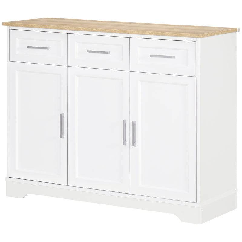 Credenza Moderna 3 Cassetti e 3 Ante 101x39x82 cm in MDF e Truciolato Bianco