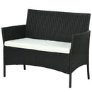 Divano da Giardino a 2 Posti con Cuscino e Braccioli 100x54x80cm in Rattan PE e Acciaio Nero
