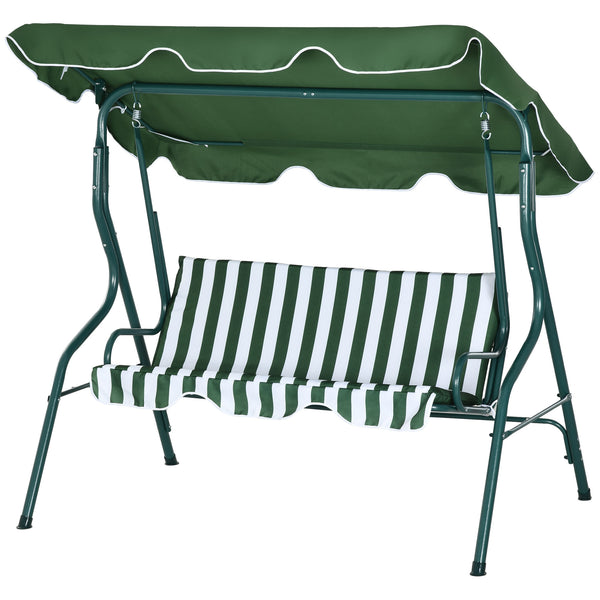 online Dondolo 3 Posti con Tettuccio Regolabile 170x110x153 cm in Acciaio e Poliestere Verde e Bianco