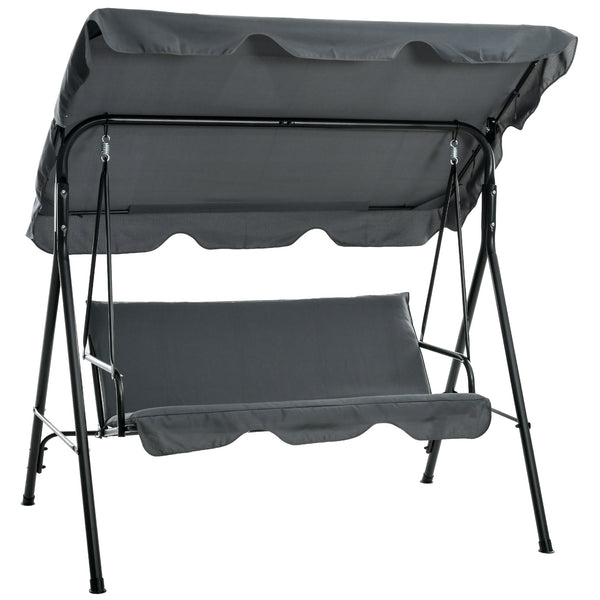 acquista Dondolo 3 Posti con Tettuccio Regolabile 172x110x153 cm in Acciaio e Poliestere Grigio