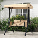 Dondolo da Giardino 2 Posti con Tetto Parasole Regolabile e Tasche Laterali Beige