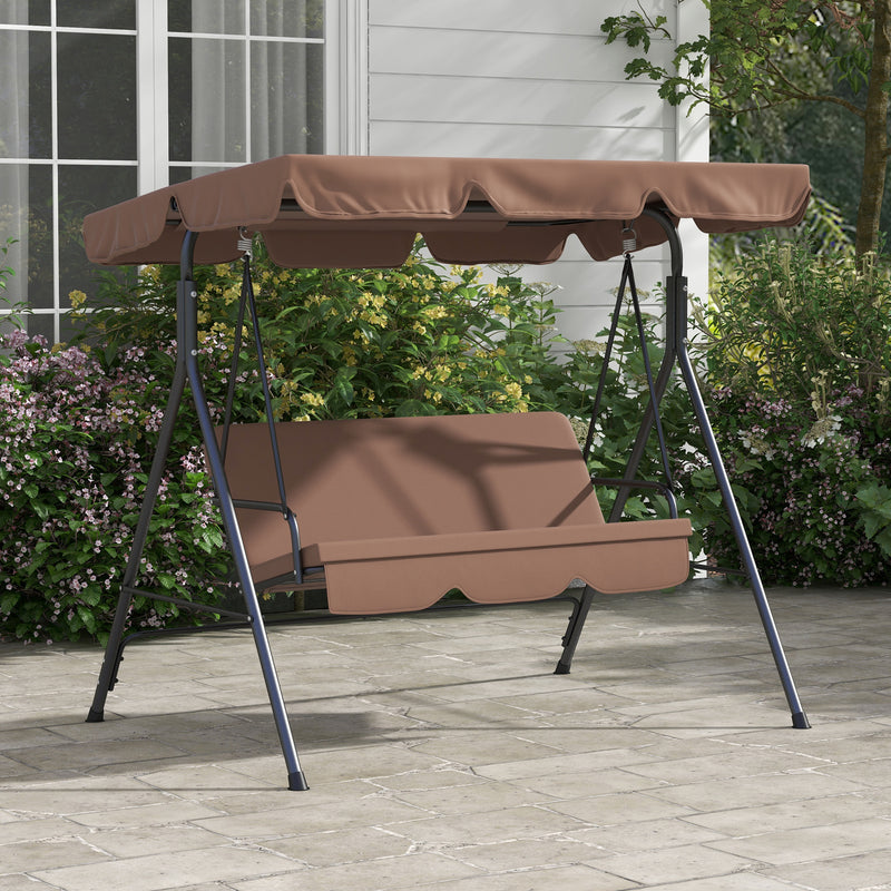 Dondolo da Giardino a 3 Posti con Cuscini 172x110x153 cm Marrone e Nero 