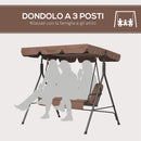 Dondolo da Giardino a 3 Posti con Cuscini 172x110x153 cm Marrone e Nero 