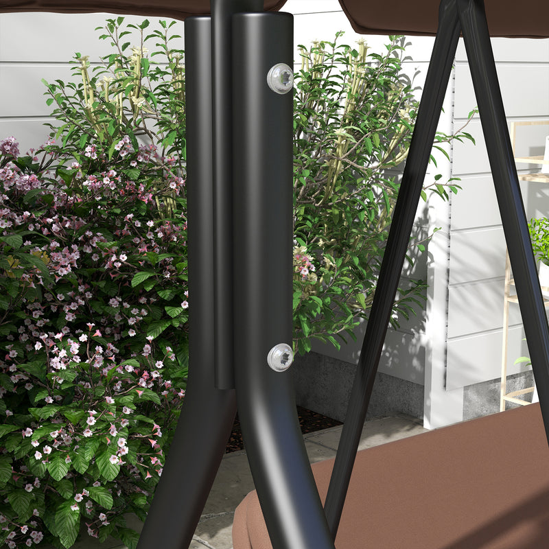 Dondolo da Giardino a 3 Posti con Cuscini 172x110x153 cm Marrone e Nero 