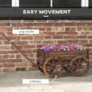 Fioriera in Legno con Ruote e Manico 120x41x54cm Fori di Drenaggio e Finitura Carbonizzata