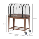 Fioriera Rialzata con Mini Serra per Piante 80x40x120cm Ruote e Ripiano Marrone