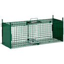 Gabbia Trappola per Animali Vivi Piccoli con Doppia Porta e Maniglia 80x25x30cm Verde Scuro