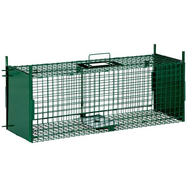 Gabbia Trappola per Animali Vivi Piccoli con Doppia Porta e Maniglia 80x25x30cm Verde Scuro sconto