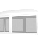 Gazebo da Giardino per Feste con 6 Pareti Rimovibili a Zanzariera 582x295x255cm Bianco