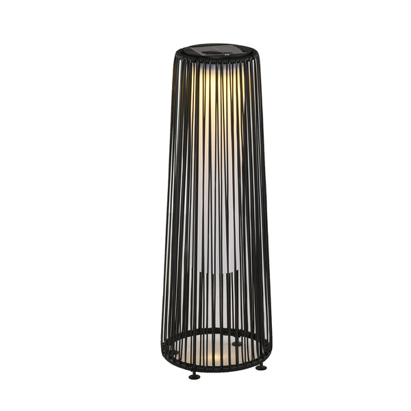 acquista Lanterna Solare da Giardino LED con Pannello di Ricarica in Rattan e Metallo  Ø21.5x61cm Nero