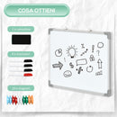 Lavagna Magnetica da Parete 60x1.8x45 cm con Gomma Pennarelli e Magneti in Alluminio Bianco