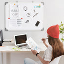 Lavagna Magnetica da Parete 60x1.8x45 cm con Gomma Pennarelli e Magneti in Alluminio Bianco