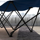 Lettino da Campeggio Pieghevole con Cuscino e Tasca Laterale in Acciaio e Tessuto Oxford Blu Scuro