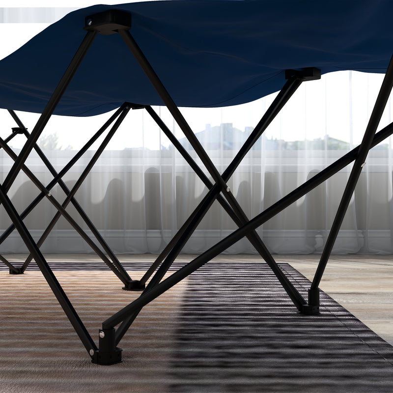 Lettino da Campeggio Pieghevole con Cuscino e Tasca Laterale in Acciaio e Tessuto Oxford Blu Scuro