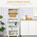 Mobile Dispensa con 2 Ripiani Aperti e 2 Armadietti con Ante 60x30x162 cm in MDF e Vetro Bianco