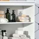 Mobile Dispensa con 2 Ripiani Aperti e 2 Armadietti con Ante 60x30x162 cm in MDF e Vetro Bianco