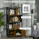 Mobile Libreria  4 Livelli Aperti con Armadietto 76.5x30x150 cm in Truciolato e MDF Marrone e Nero