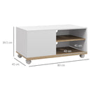 Mobile TV 42"" Max con 2 Ripiani Aperti e Anta e Ruote 80x45x39.5 cm in Truciolato Bianco