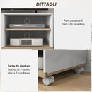 Mobile TV 42"" Max con 2 Ripiani Aperti e Anta e Ruote 80x45x39.5 cm in Truciolato Bianco