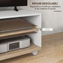 Mobile TV 42"" Max con 2 Ripiani Aperti e Anta e Ruote 80x45x39.5 cm in Truciolato Bianco