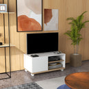 Mobile TV 42"" Max con 2 Ripiani Aperti e Anta e Ruote 80x45x39.5 cm in Truciolato Bianco