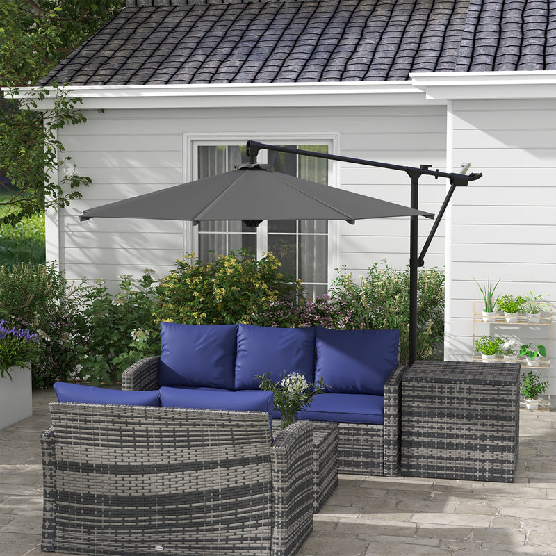 Ombrellone da Giardino Decentrato Ø2,92x2,43m in Poliestere e Acciaio Grigio