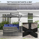 Ombrellone da Giardino Decentrato Ø2,92x2,43m in Poliestere e Acciaio Grigio