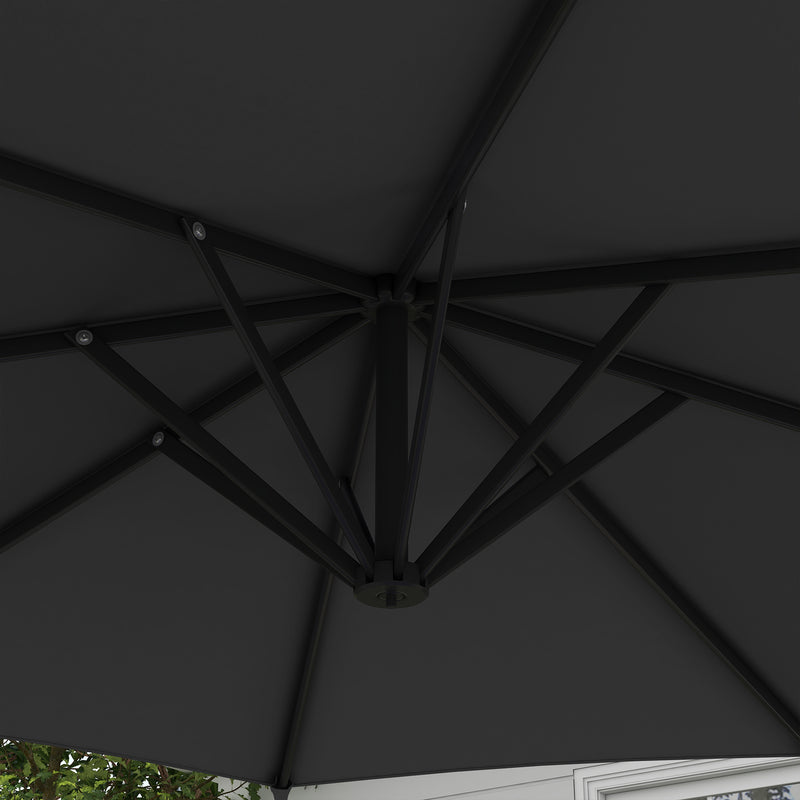 Ombrellone da Giardino Decentrato Ø2,92x2,43m in Poliestere e Acciaio Grigio