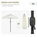 Ombrellone da Giardino 2.3x2.2m Inclinabile con Palo Centrale e Manovella Crema