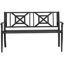 Panchina da Giardino in Acciaio a 2 Posti con Schienale Alto e Braccioli 128x62.5x81.5 cm Nero