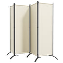 Paravento da Esterno e Interno a 4 Pannelli Pieghevole 221x50x172cm Crema
