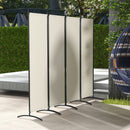 Paravento da Esterno e Interno a 4 Pannelli Pieghevole 221x50x172cm Crema