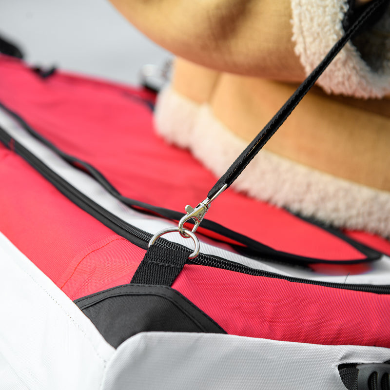 Passeggino per Cani Taglia Piccola e Mini con 2 Guinzagli e Custodia Portaoggetti 81x58x97.5 cm Rosso