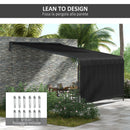 Pergola Addossata 3x4 m con Tettoia Retrattile e Manovella in Acciaio e Poliestere Grigio Scuro
