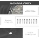 Pergola Addossata 3x4 m con Tettoia Retrattile e Manovella in Acciaio e Poliestere Grigio Scuro