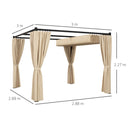 Pergola da Giardino con Tetto Retrattile e Tende 300x300x227 cm in Metallo e Poliestere Beige