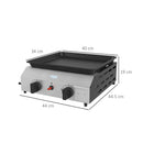 Piastra Barbecue a Gas con 2 Bruciatori Piano Antiaderente e Potenza 4.8kw Argento