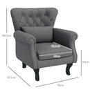 Poltrona da Salotto Vintage in Tessuto con Cuscino Lombare e Imbottitura 76x74,5x89,5 cm Grigio Scuro