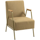 Poltrona Moderna per Soggiorno e Camera da Letto 62x81x92 cm in Tessuto Effetto Lino Marrone e Oro